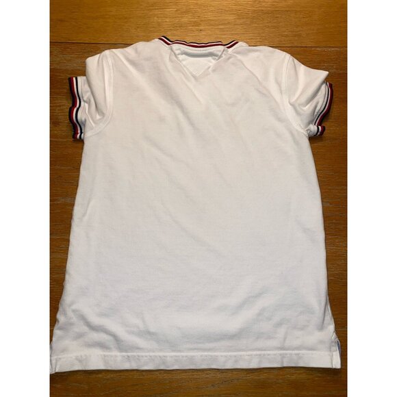 Tommy Hilfiger Mens White Polo Shirt With Striped Collar & Sleeves - Picture 5 of 5